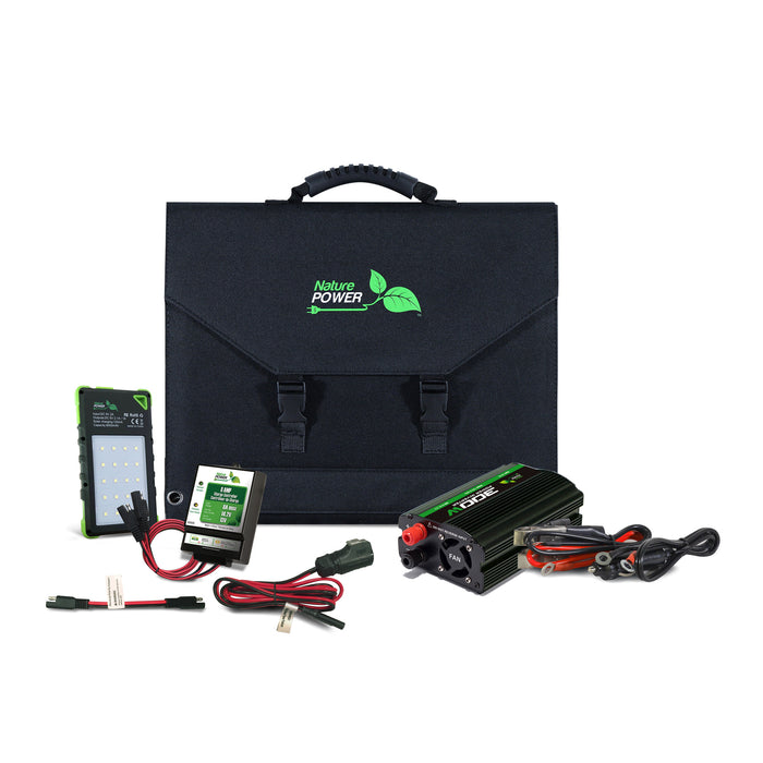 Nature Power - 120 Watt Portable Folding Solar Panel Kit - King of Generators
