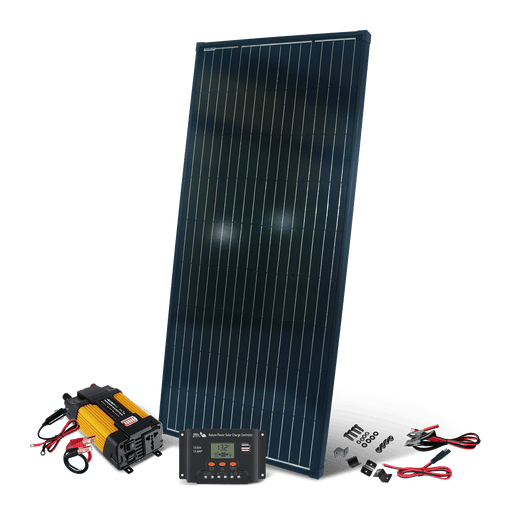 Nature Power - 200 Watt Monocrystalline Solar Panel Kit with 400 Watt Inverter - King of Generators
