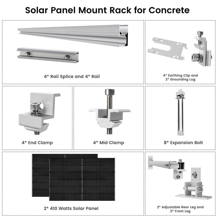 Nature's Generator - 410 Watt Monocrystalline Solar Panel (2 Pack) With Solar Panel Mount Rack Sale price - King of Generators