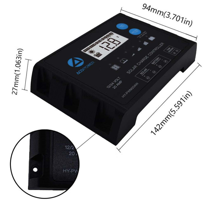 ACOPOWER 12V  Polycrystalline Solar RV Kits + MPPT / PWM Charge Controller