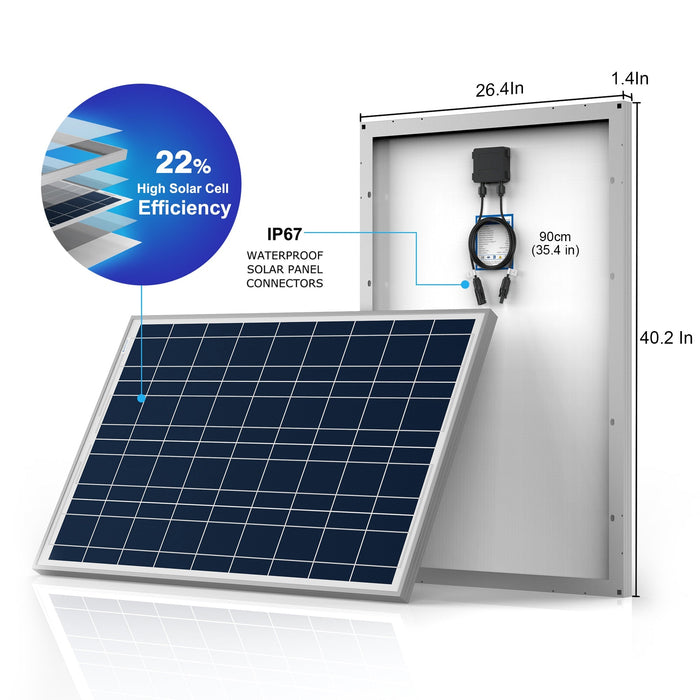 ACOPOWER Lithium Battery Polycrystalline Solar Power RV Kit