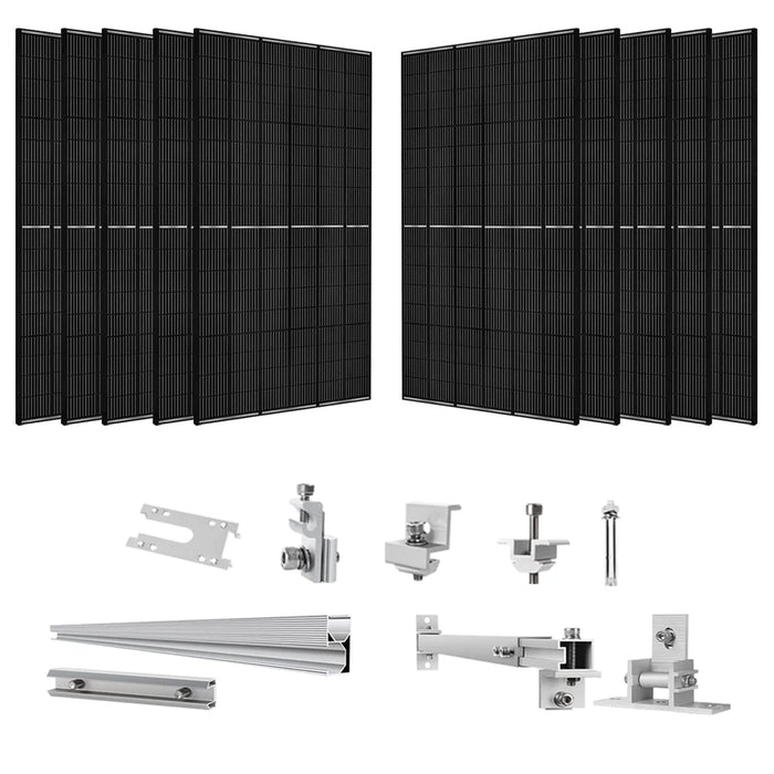 410 Watt Monocrystalline Solar Panel (10 Pack) With Solar Panel Mount Rack