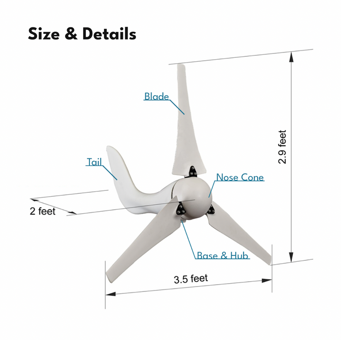 Automaxx Marine 400W Wind Turbine Generator Kit