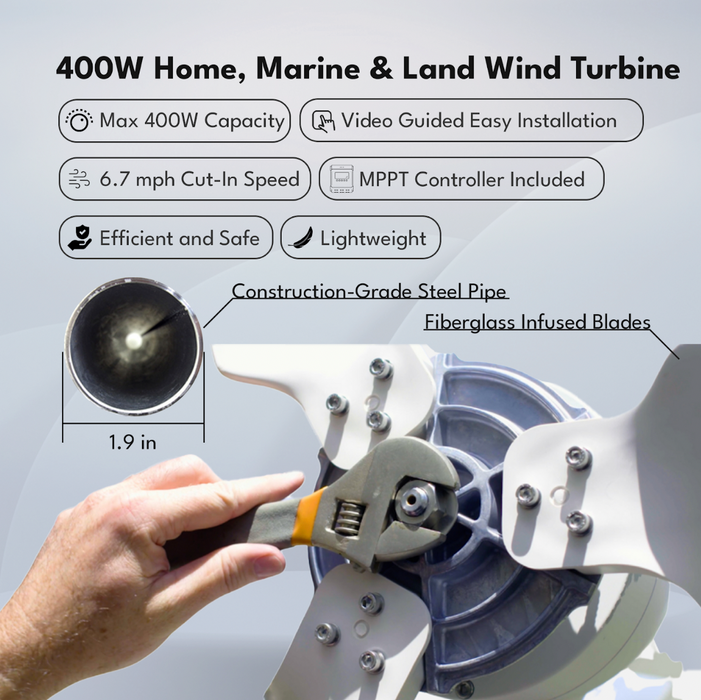 Automaxx Marine 400W Wind Turbine Generator Kit