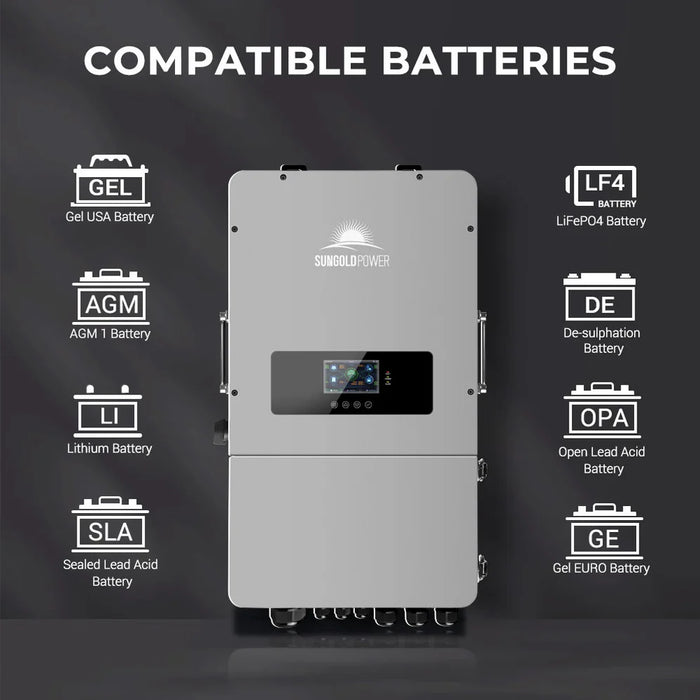 SunGold Power - 10KW Hybrid Inverter 48V Split Phase Grid Feedback Batteryless - King of Generators
