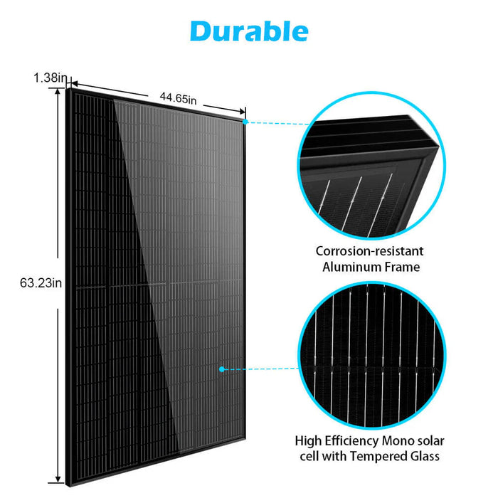SunGold Power - 370W MONO BLACK PERC SOLAR PANEL FULL PALLET (32 PANELS) - King of Generators