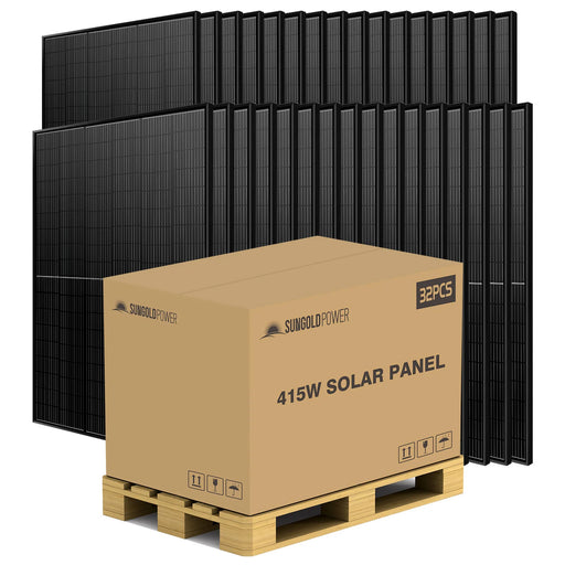 SunGold Power - 415W MONO BLACK PERC SOLAR PANEL FULL PALLET (32 PANELS) - King of Generators