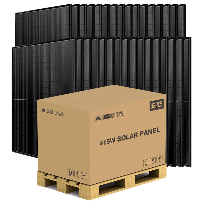 SunGold Power - 415W MONO BLACK PERC SOLAR PANEL FULL PALLET (32 PANELS) - King of Generators