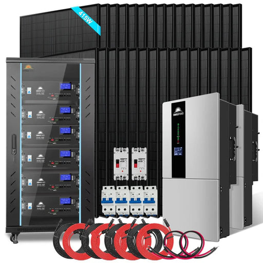 SunGold Power - Hybrid Solar Kit 15.2KW 48V Split Phase 30.72 KWH Lithium Battery 32 X 415 Watt Solar Panel - King of Generators