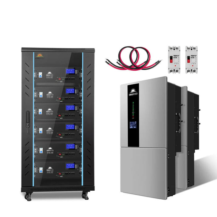 SunGold Power - Hybrid Solar Kit 15.2KW 48V Split Phase 30.72 KWH Lithium Battery Without Solar Panel - King of Generators