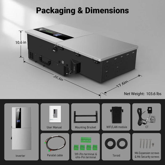 SunGold Pwer - 11.4KW 48V Split Phase Hybrid Solar Inverter | Whole Home Backup (200A) - King of Generators
