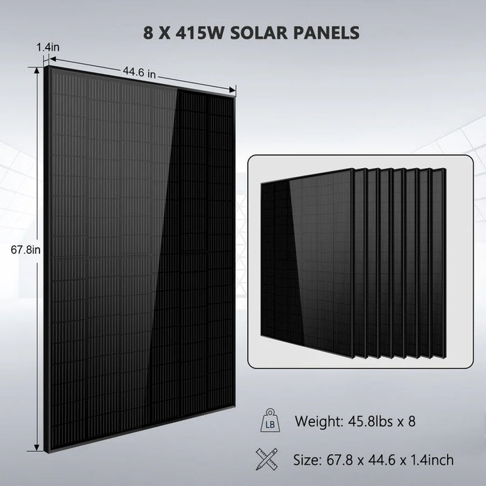 Sungold Power - Off-Grid Solar Kit 6500W/ 8000W 48VDC 120V/240V - LifePo4 10.24KWH-20.48KWH Lithium Battery 8 X 415 Watts Solar Panels - King of Generators