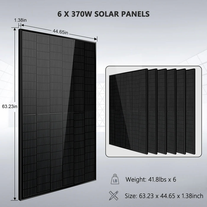 Sungold Power - Off-Grid Solar Kit 5000W 48VDC 120V 10.24KWH - PowerWall Lithium Battery 6 X 370 Watts Solar Panels - King of Generators