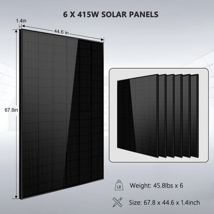 Sungold Power - Off-Grid Solar Kit 5000W 48VDC 120V - LifePo4 10.24KWH Lithium Battery 6 X 415 Watts Solar Panels SGR-5KE - King of Generators