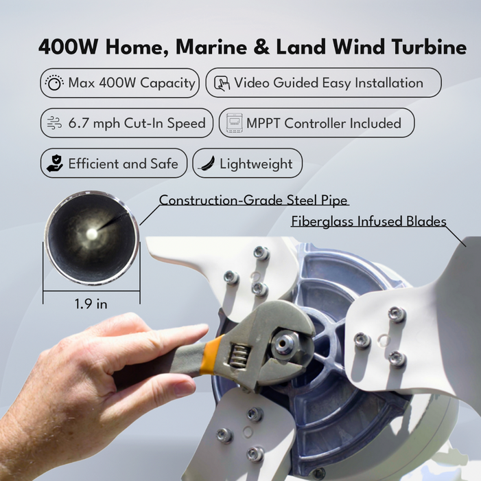 Automaxx Marine 400W Wind Turbine Generator Kit - King of Generators