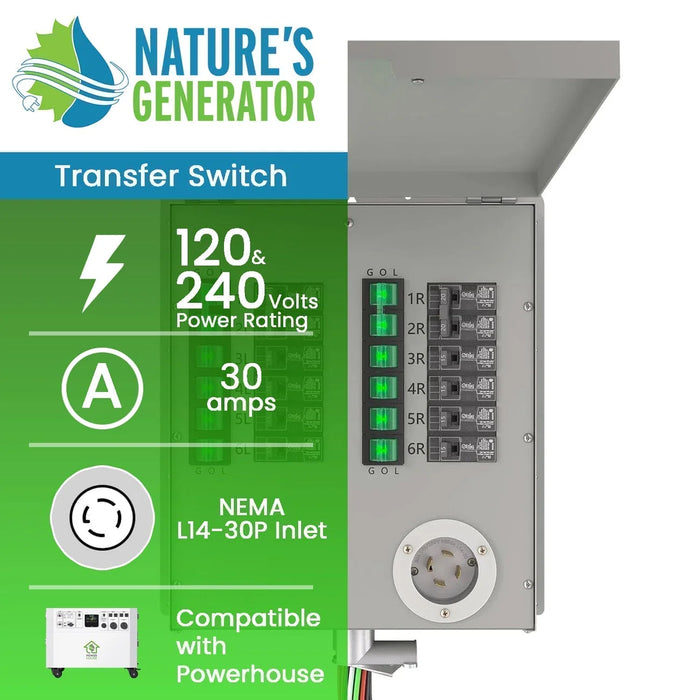 Nature's Generator 12-Circuit 120/240V 30A Non-Automatic Power Transfer Switch - King of Generators