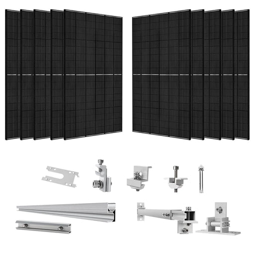Nature's Generator - 410 Watt Monocrystalline Solar Panel (10 Pack) With Solar Panel Mount Rack - King of Generators