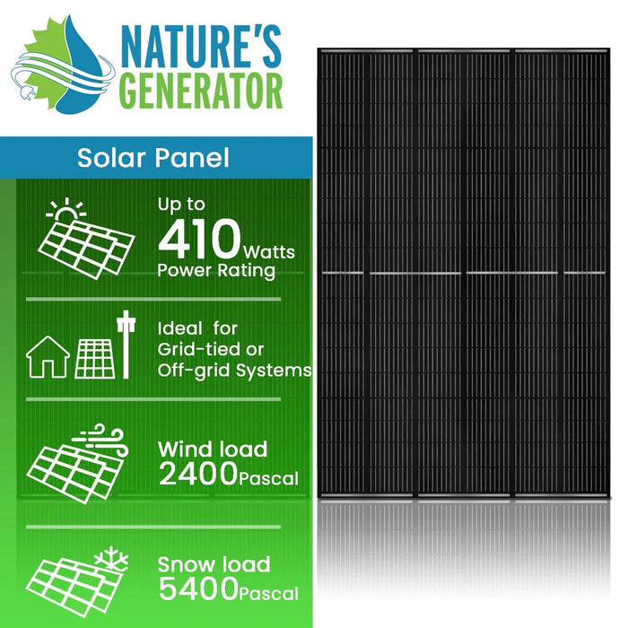 Nature's Generator - 410 Watt Monocrystalline Solar Panel (2 Pack) - King of Generators
