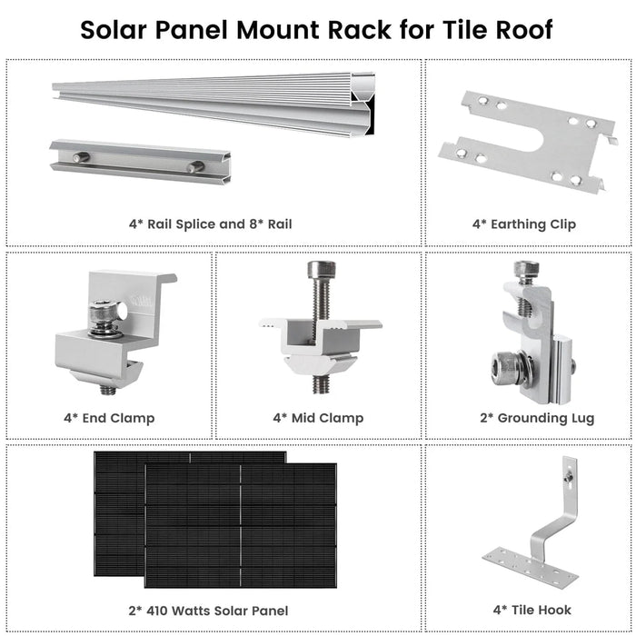 Nature's Generator - 410 Watt Monocrystalline Solar Panel (2 Pack) With Solar Panel Mount Rack Sale price - King of Generators