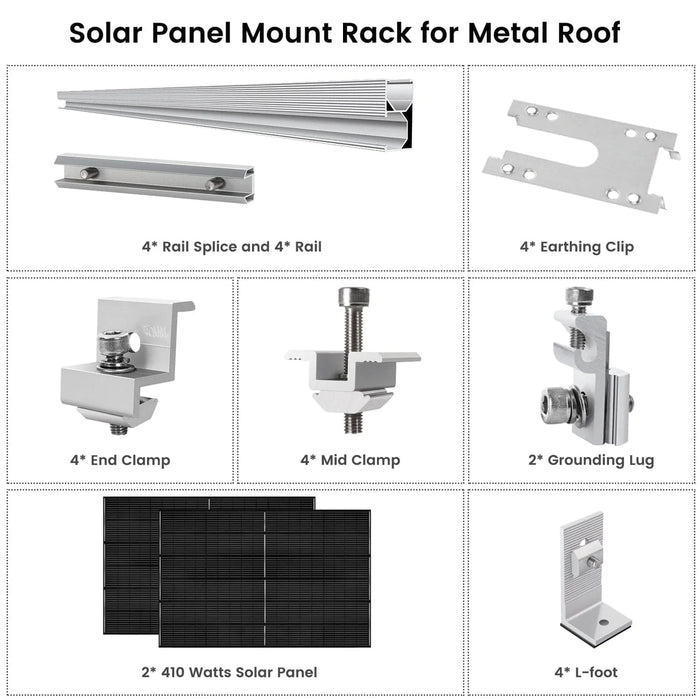 Nature's Generator - 410 Watt Monocrystalline Solar Panel (2 Pack) With Solar Panel Mount Rack Sale price - King of Generators