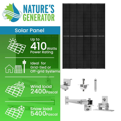 Nature's Generator - 410 Watt Monocrystalline Solar Panel (4 Pack) - King of Generators