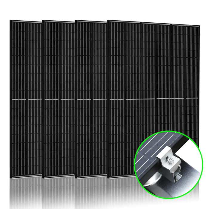 Nature's Generator - 410 Watt Monocrystalline Solar Panel (4 Pack) With Solar Panel Mount Rack - King of Generators