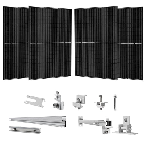 Nature's Generator - 410 Watt Monocrystalline Solar Panel (4 Pack) With Solar Panel Mount Rack - King of Generators