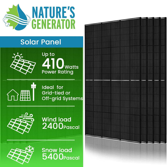 Natures Generator 410 Watt Monocrystalline Solar Panel (10 Pack) - King of Generators
