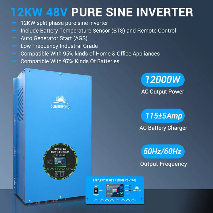 Sungold Power - 12000W 48V Split Phase Pure Sine Wave Inverter Charger - King of Generators
