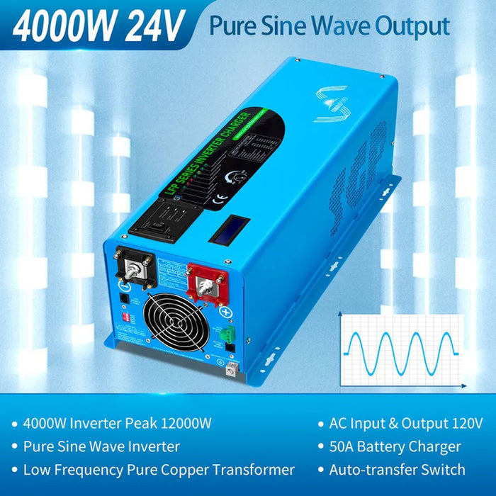 Sungold Power - 4000W DC 24V Pure Sine Wave Inverter With Charger - King of Generators