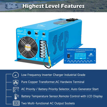 Sungold Power - 6000W DC 24V/ 48V Split Phase Pure Sine Wave Inverter With Charger - King of Generators