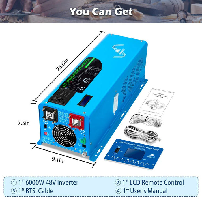 Sungold Power - 6000W DC 24V/ 48V Split Phase Pure Sine Wave Inverter With Charger - King of Generators
