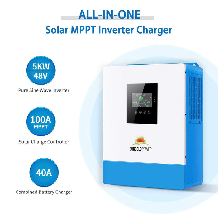 Sungold Power - Solar Kit 5000W 48V 120V output 10.24KWH Lithium Battery 2700 Watt Solar Panel - King of Generators